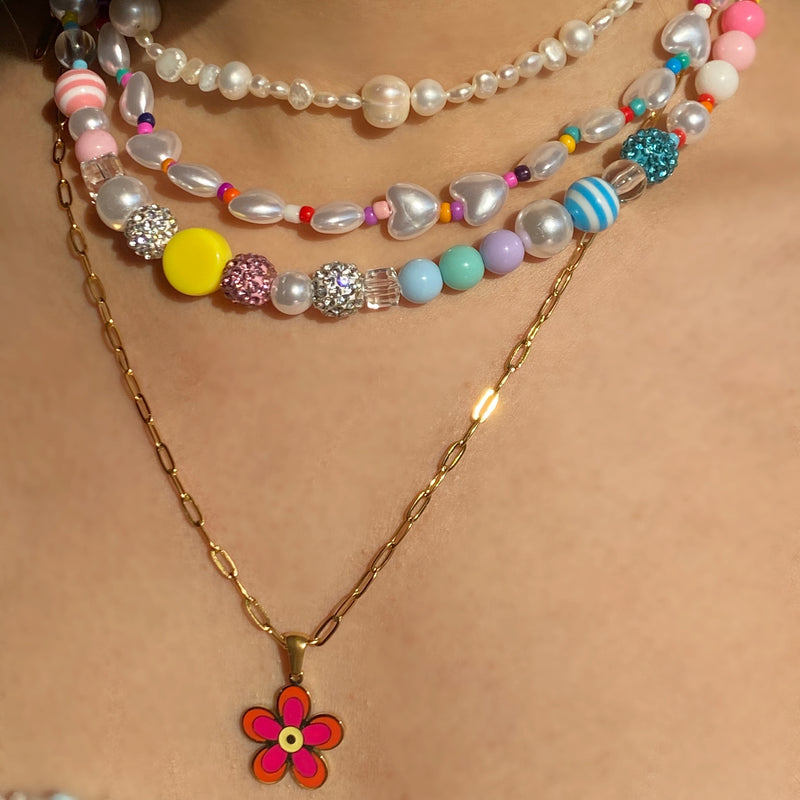 Flower Child Necklace in Pink