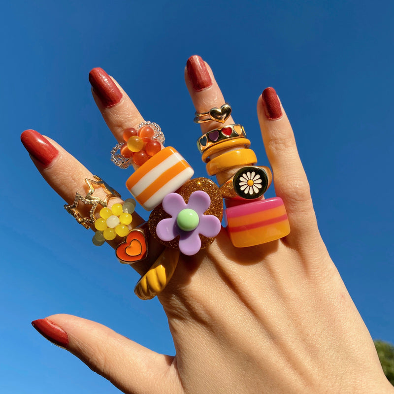 Flower Candy Ring in Orange